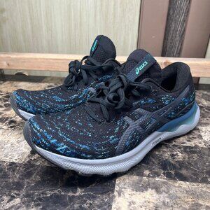 ASICS Gel-Nimbus 24 MK Knit Runner Shoe Black/Blue Men's Size 9 1011B360